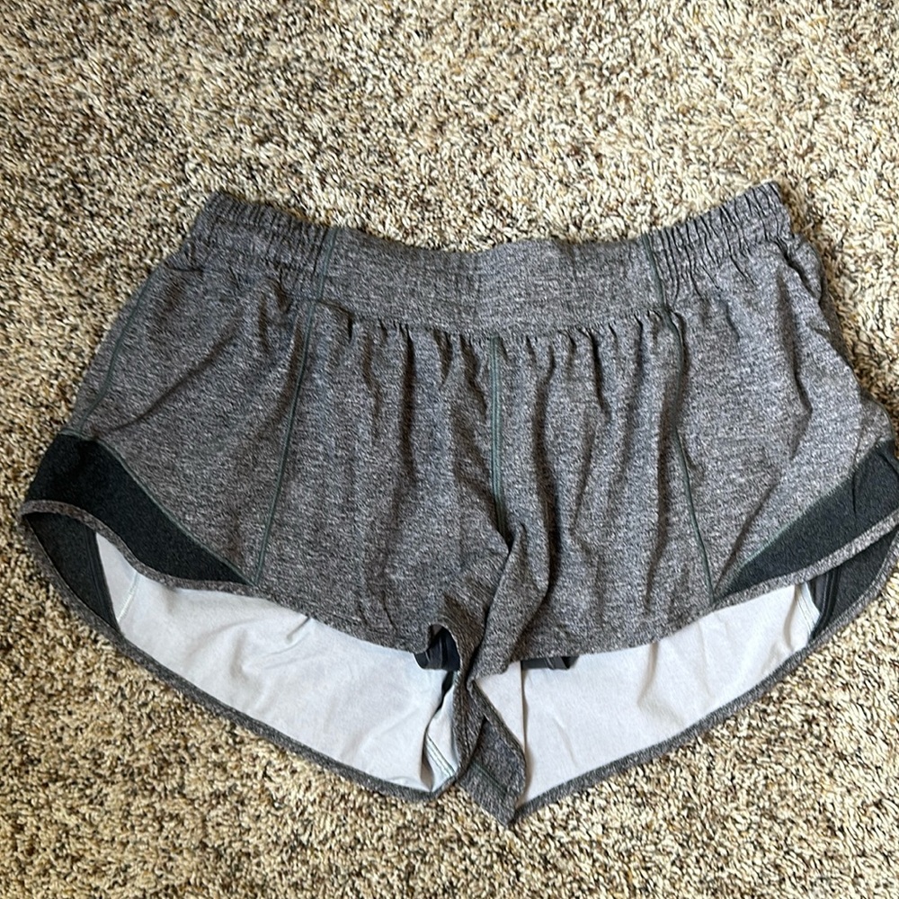 Gray Lululemon Size 10 2.5 Inch Inseam Hotty Hot Shorts